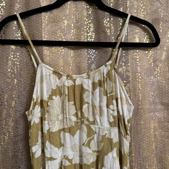 Billabong Green Ivory Your Babe Floral Midi Lightweight Dress Medium - Picture 2 of 11